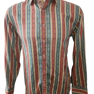 ROBERT GRAHAM WOVEN STRIPES BUTTON DOWN MAN CASUAL SHIRT SIZE MEDIUM